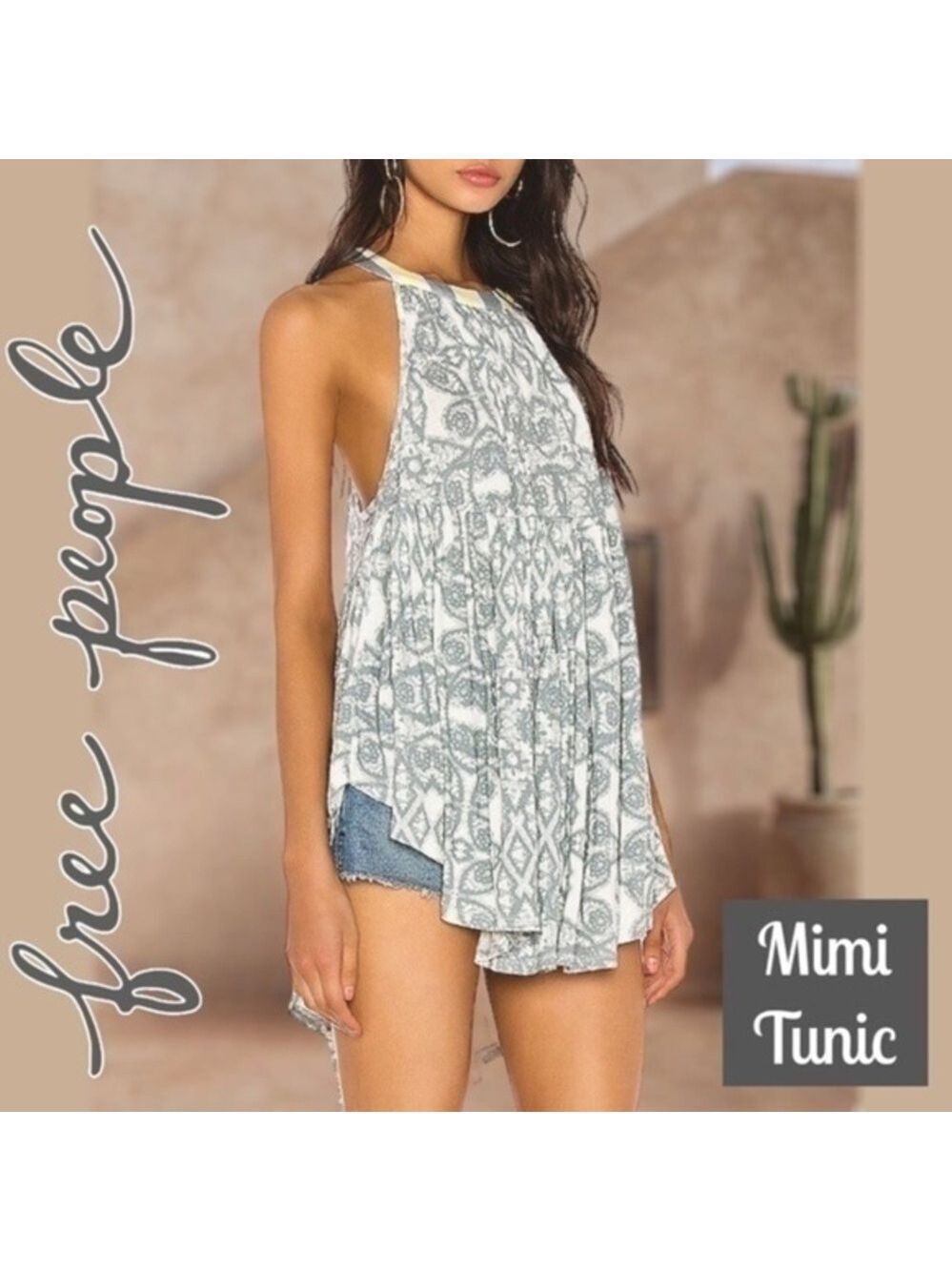 FREE PEOPLE Mimi Sleeveless Hi-Lo Halter Style Tunic Top-Md/EUC